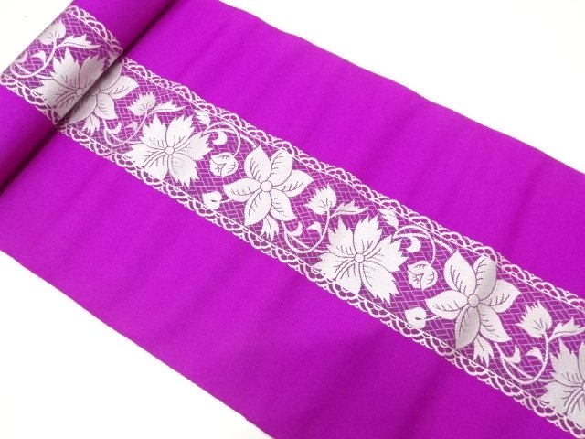 JAPANESE KIMONO / ANTIQUE CHIKUZEN HAKATA WOVEN FLOWER PATTERN / EIGHT